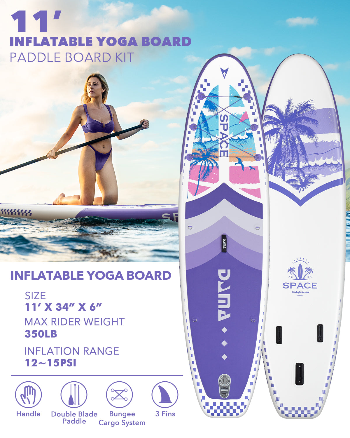 DAMA 11'*34"*6" Inflatable Paddle Board, Paddle Boards for Adults,Sup,Lightweight and Durable, Easy to Inflate, Versatile in Style, Fully Functional, Equipped w/High Grade Accessories.