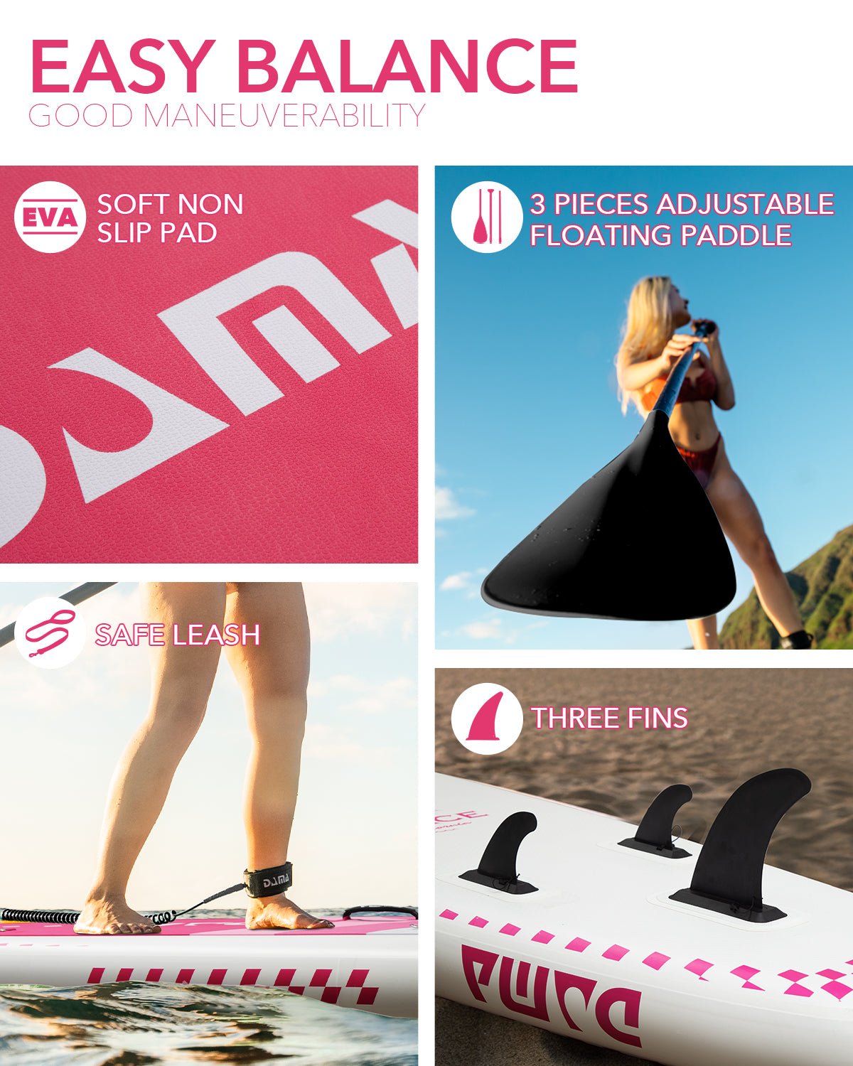 DAMA 11'*34"*6" Inflatable Paddle Board, Paddle Boards for Adults,Sup,Lightweight and Durable, Easy to Inflate, Versatile in Style, Fully Functional, Equipped w/High Grade Accessories.