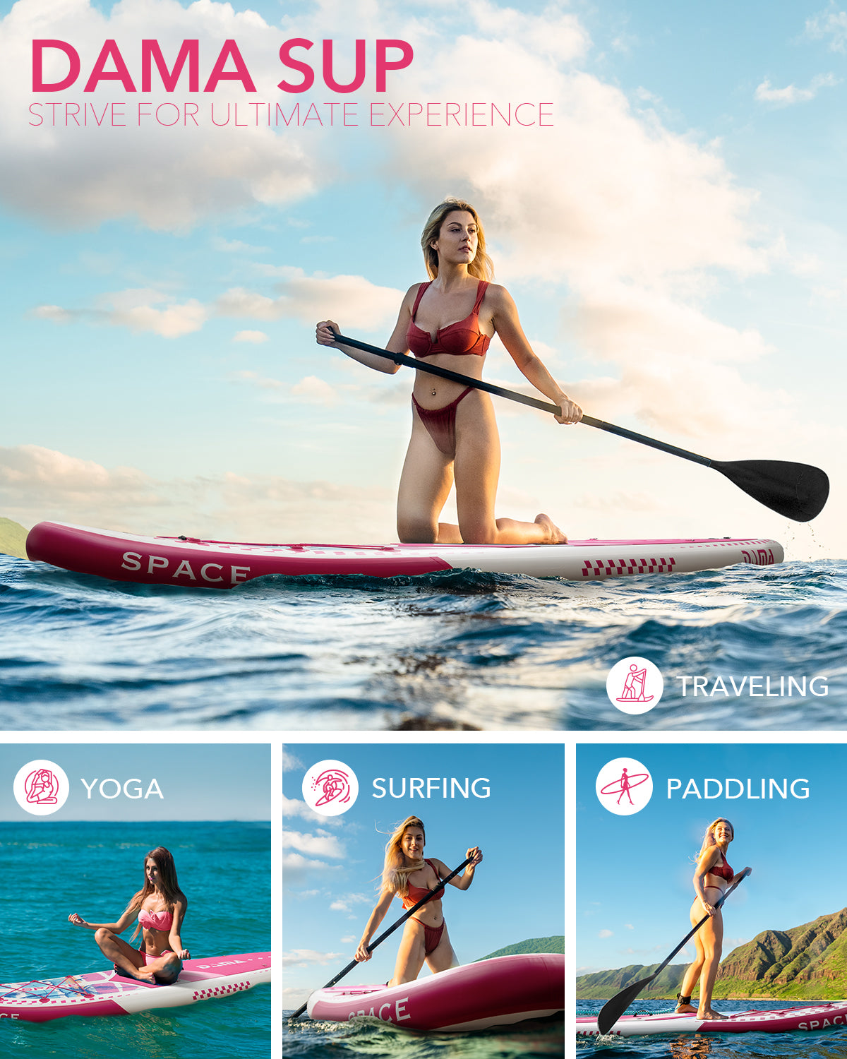 DAMA 11'*34"*6" Inflatable Paddle Board, Paddle Boards for Adults,Sup,Lightweight and Durable, Easy to Inflate, Versatile in Style, Fully Functional, Equipped w/High Grade Accessories.