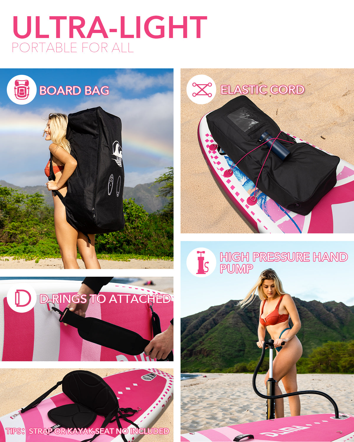 DAMA 11'*34"*6" Inflatable Paddle Board, Paddle Boards for Adults,Sup,Lightweight and Durable, Easy to Inflate, Versatile in Style, Fully Functional, Equipped w/High Grade Accessories.