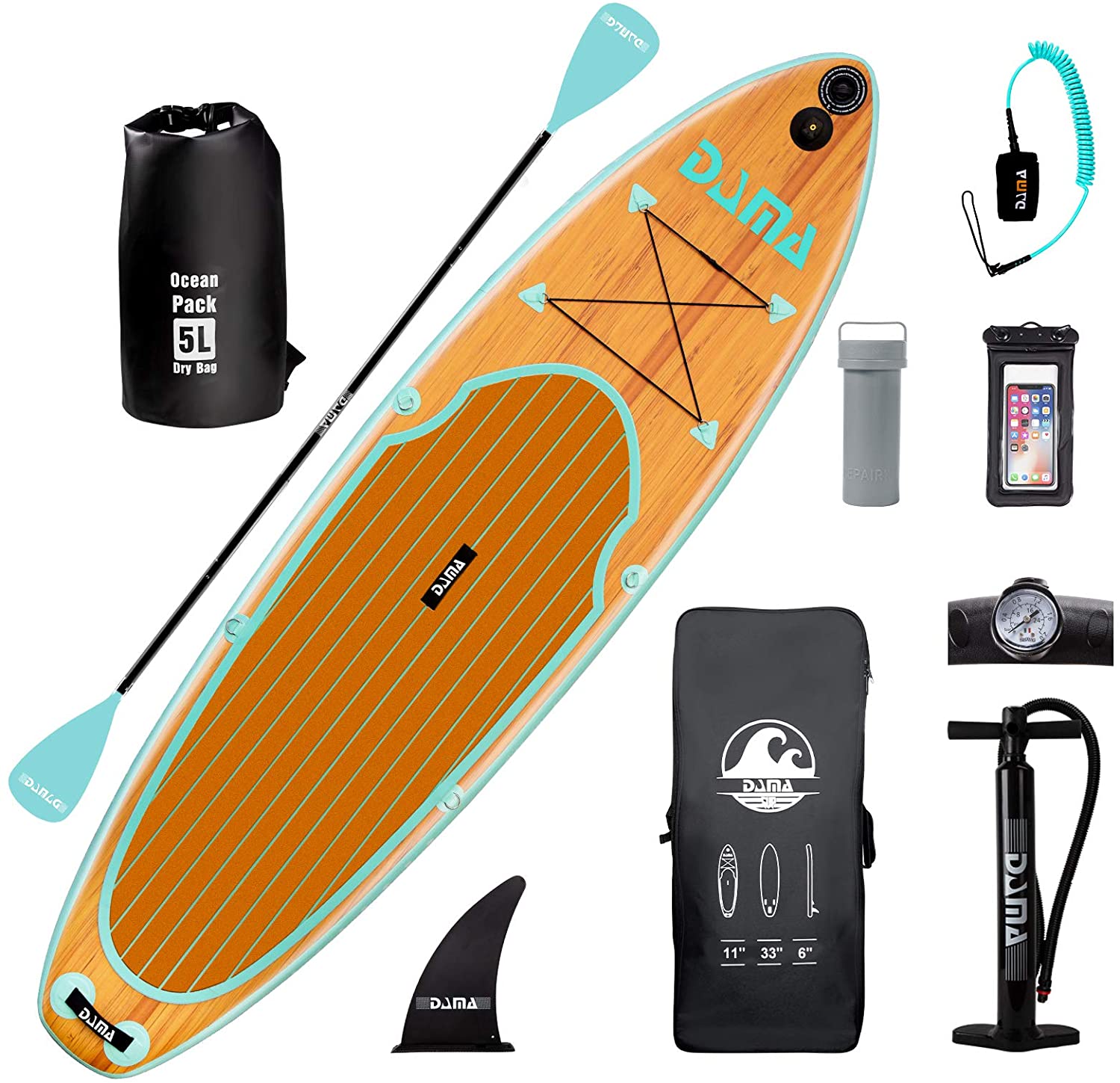 DAMA 9'6"/10'6"/11' Stand Up Paddle Board, Yoga Board, Camera Seat, Floating Paddle, Pump, Board Carrier, Waterproof Bag, Drop Stitch, Traveling Board