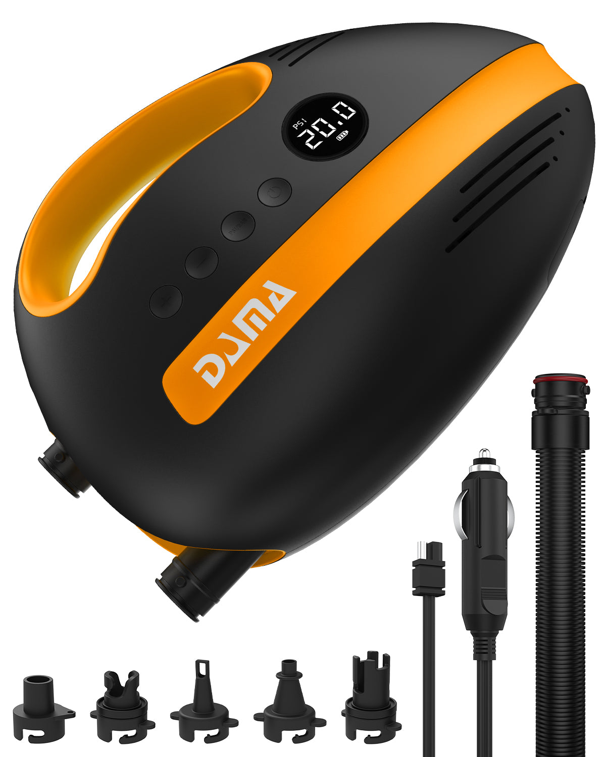 DAMA 20 PSI Sup Pump Electric, Fan Cooling System & LED Screen, Intelligent Dual Stage Inflation & Auto-Off, 12V Car Connector Small Air Pump