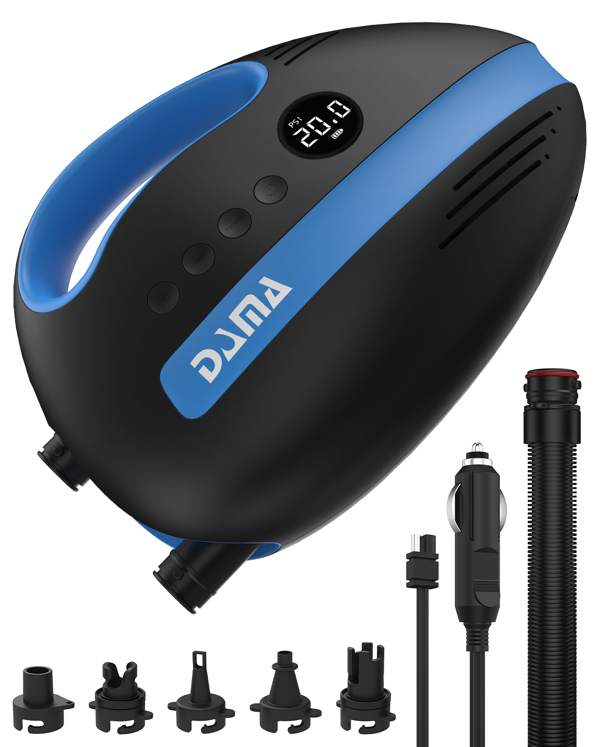 DAMA 20 PSI Sup Pump Electric, Fan Cooling System & LED Screen, Intelligent Dual Stage Inflation & Auto-Off, 12V Car Connector Small Air Pump