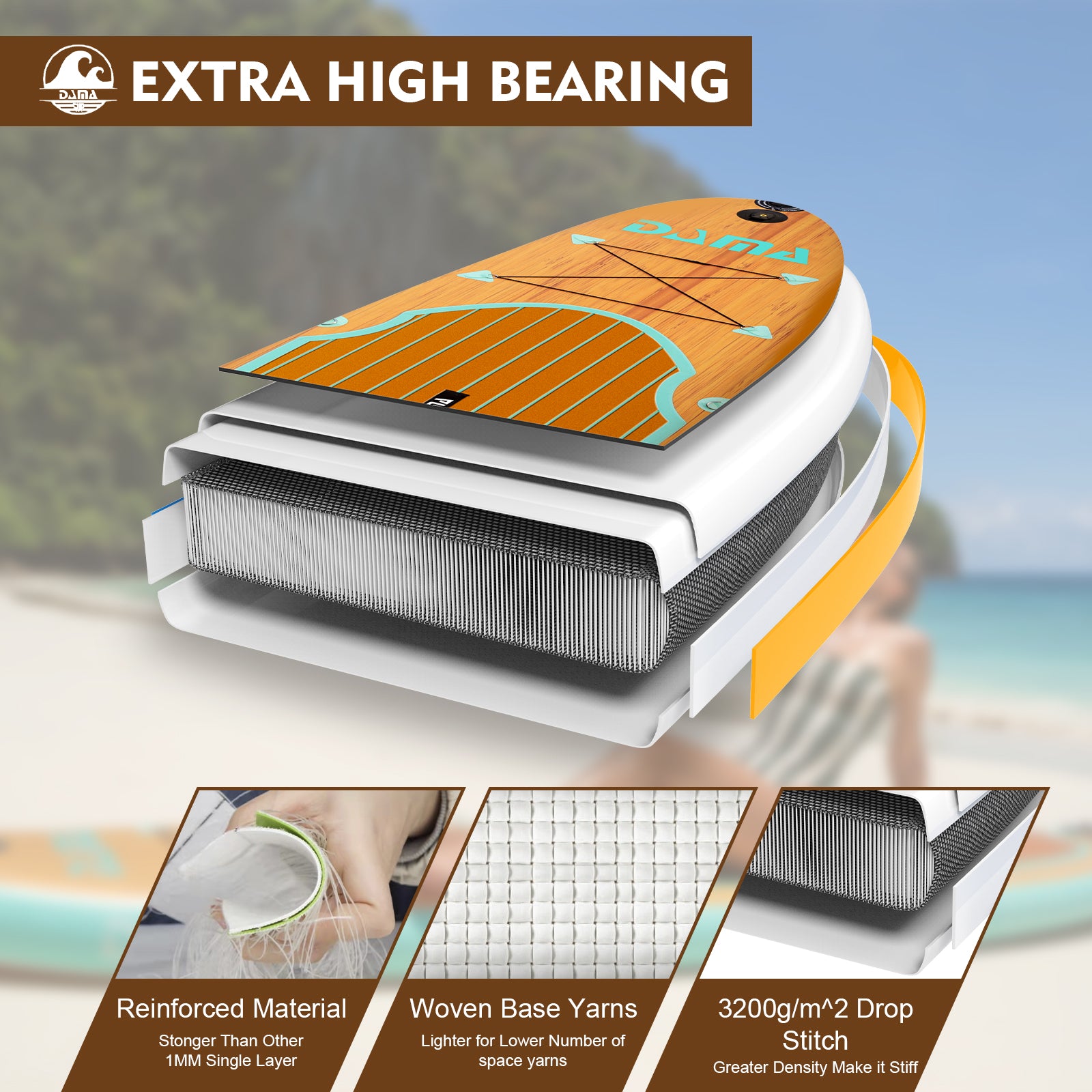 DAMA 9'6"/10'6"/11' Stand Up Paddle Board, Yoga Board, Camera Seat, Floating Paddle, Pump, Board Carrier, Waterproof Bag, Drop Stitch, Traveling Board