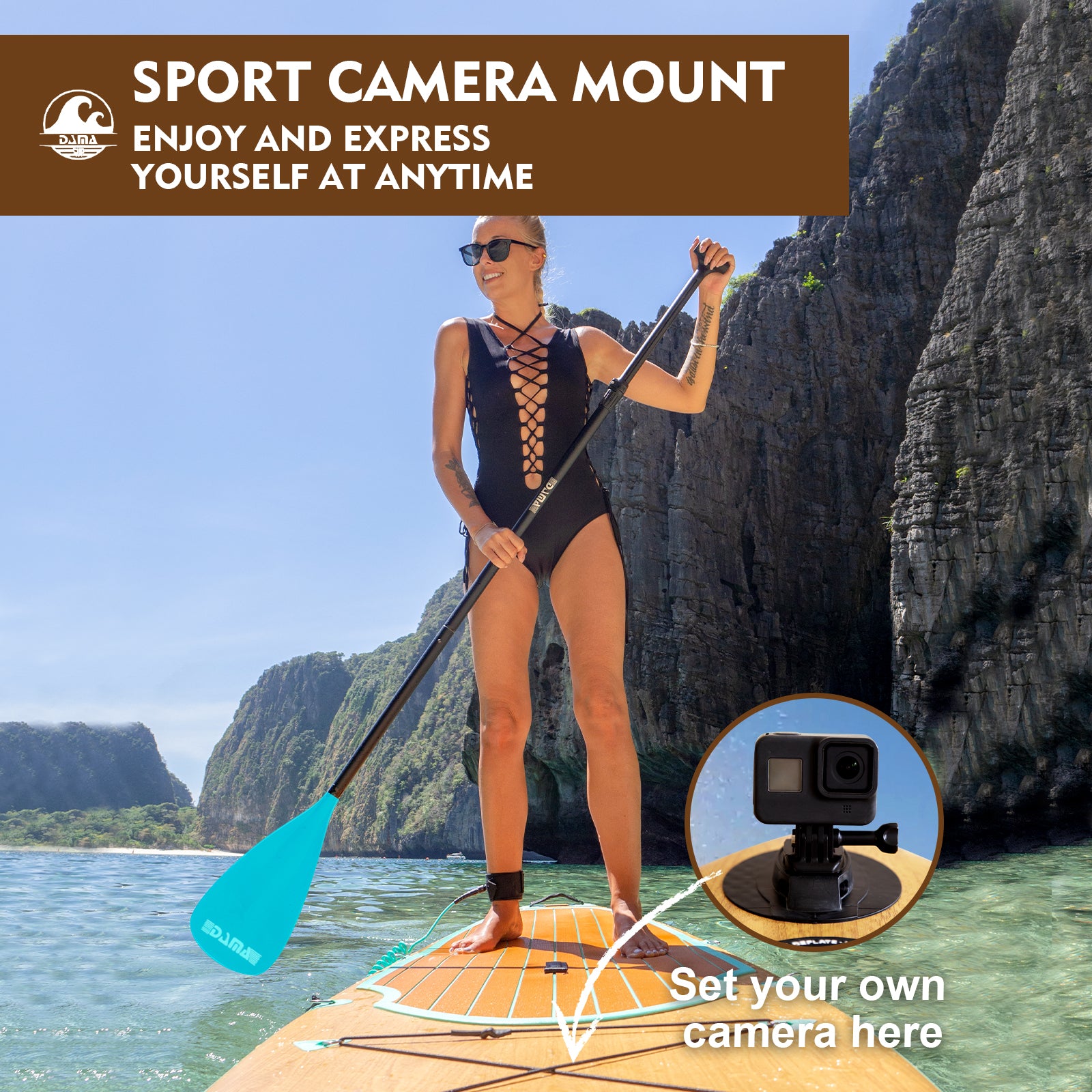 DAMA 9'6"/10'6"/11' Stand Up Paddle Board, Yoga Board, Camera Seat, Floating Paddle, Pump, Board Carrier, Waterproof Bag, Drop Stitch, Traveling Board