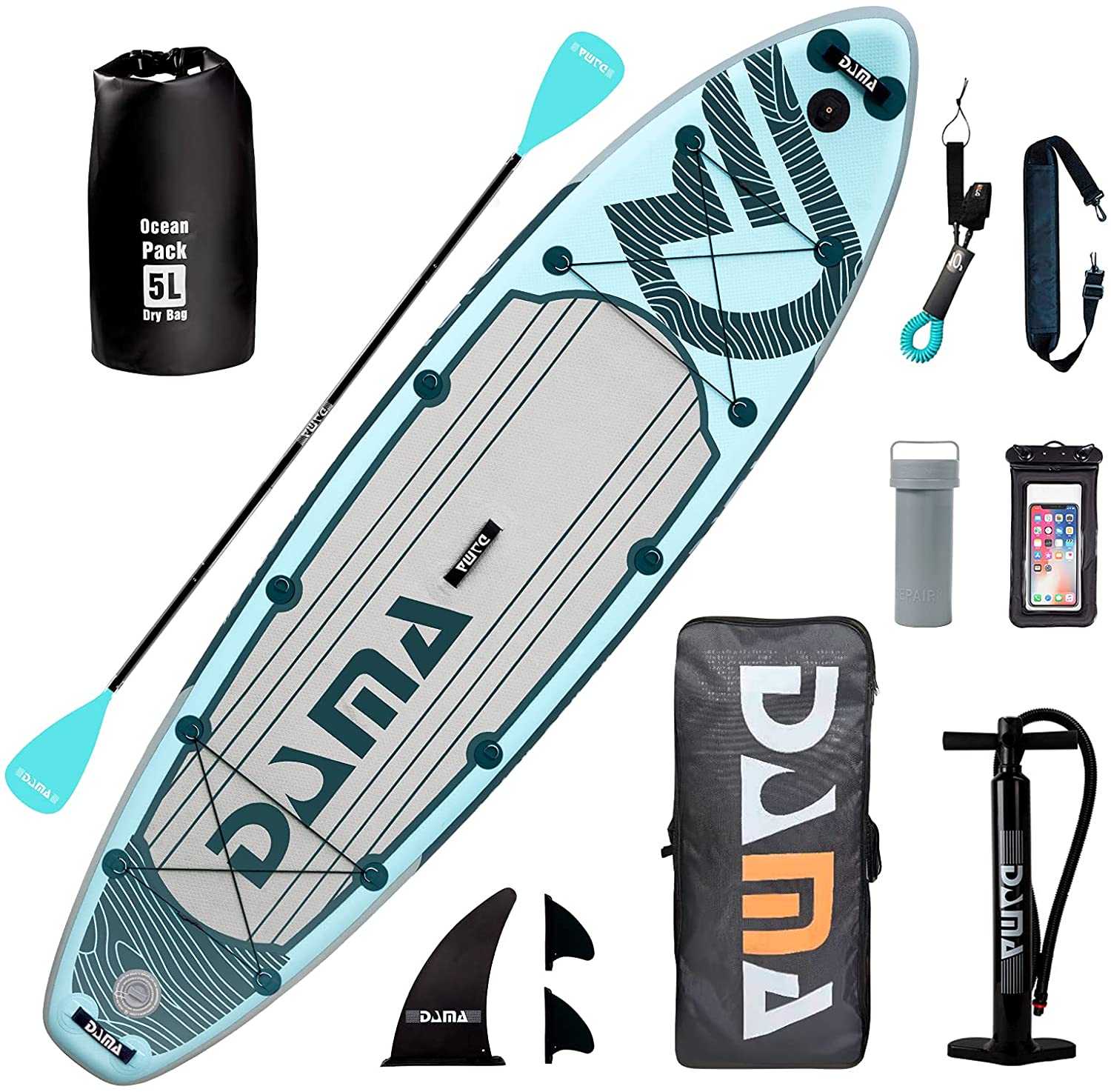 DAMA 10'6"x32"x6" Premium Inflatable Paddle Board with Durable SUP Accessories, Wide Stance, Surf Control, Non-Slip Deck, Paddle and Pump