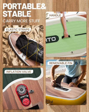 Inflatable Stand Up Paddle Board 11'*33" Extra Wide Paddle Boards for Adults, SUP with Premium Accessories & Nylon Backpack, Adjustable Paddle, Hand Pump, Bottom Fin, Leash