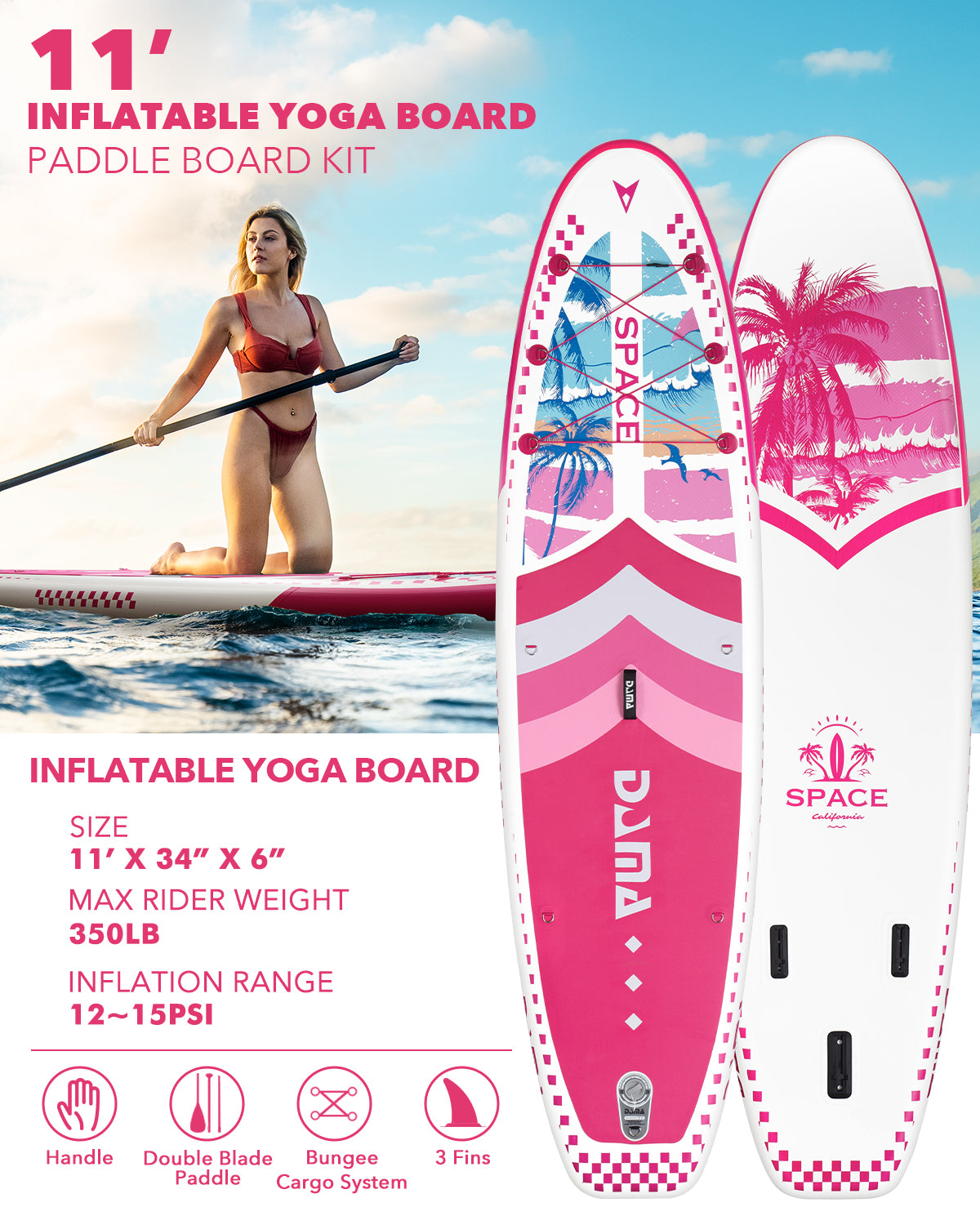 DAMA 11'*34"*6" Inflatable Paddle Board, Paddle Boards for Adults,Sup,Lightweight and Durable, Easy to Inflate, Versatile in Style, Fully Functional, Equipped w/High Grade Accessories.