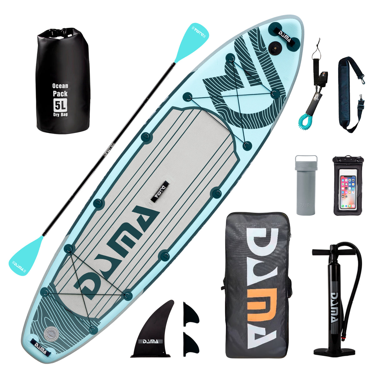 DAMA 10'6"x32"x6" Premium Inflatable Paddle Board with Durable SUP Accessories, Wide Stance, Surf Control, Non-Slip Deck, Paddle and Pump
