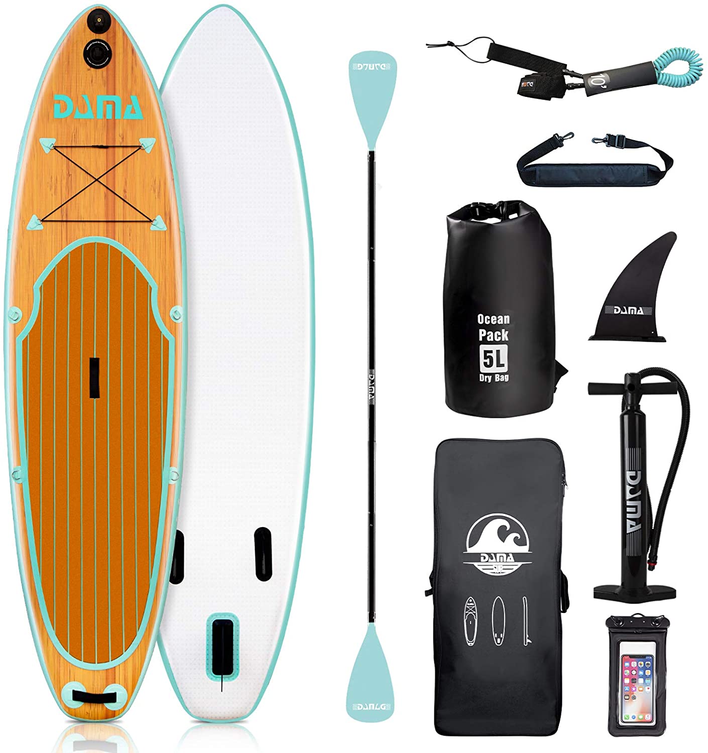 DAMA Inflatable Stand Up Paddle Board 11'x33 x6, Inflatable Yoga Board,  Dry Bags, Camera Seat, Floating Paddle, Hand Pump, Board Carrier, Durable 