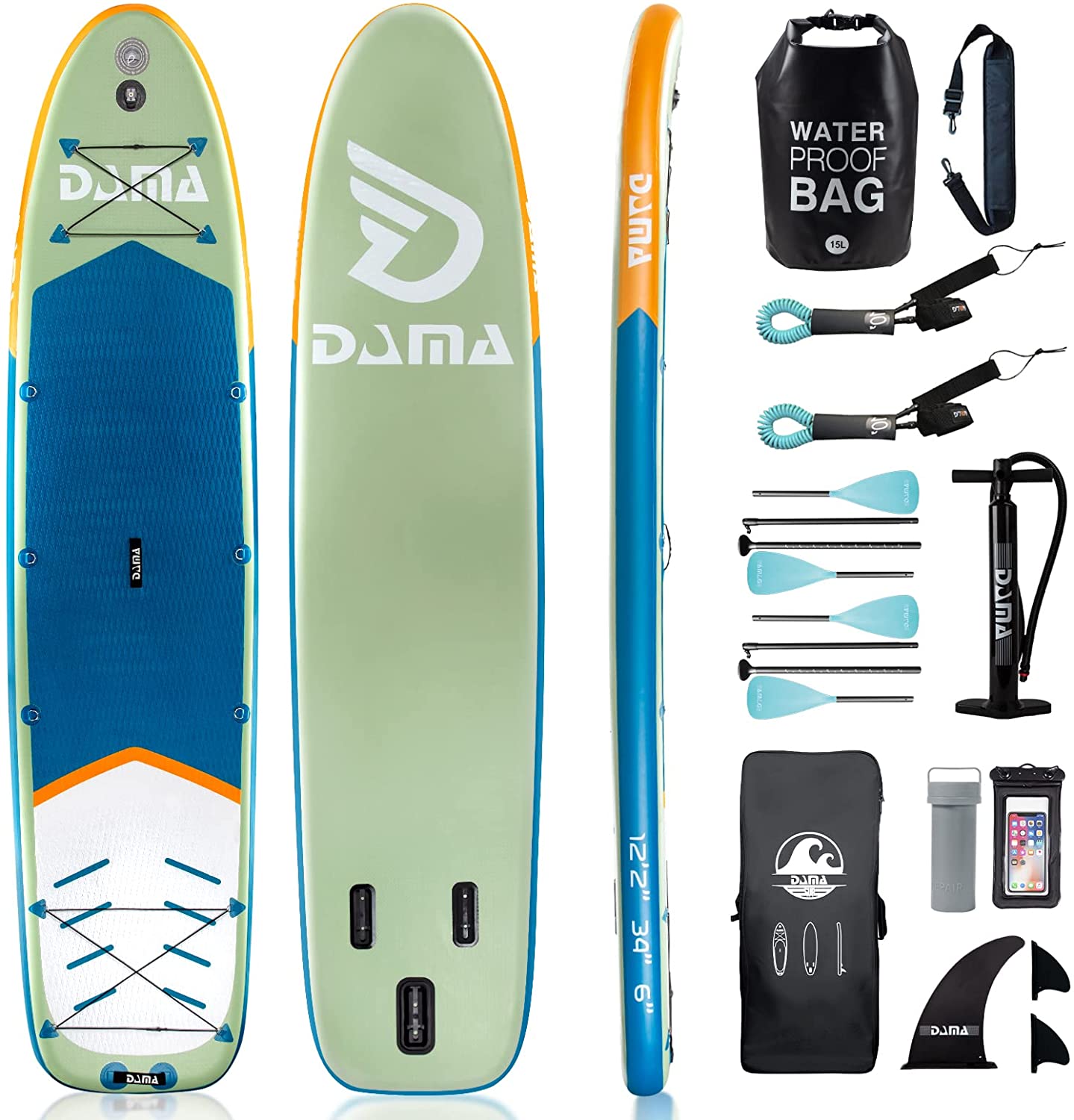 DAMA Inflatable Stand Up Paddle Board, Dry Bags, Camera Seat, Floating